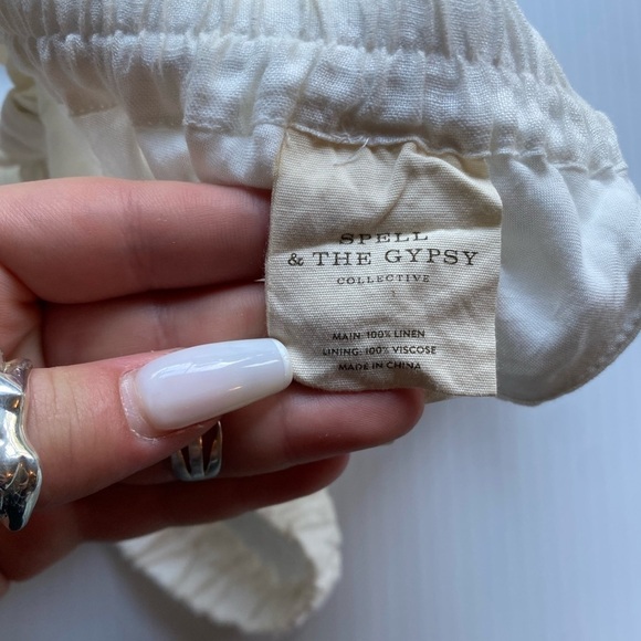 Spell and The Gypsy Rose Garden Crop White Linen Top Large A14 - Picture 5 of 5